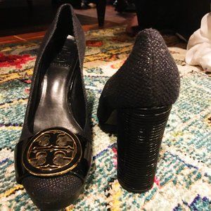 TORY BURCH black chunky heels